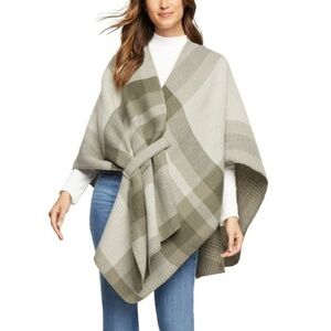 NWT Woolrich Reversible Wrap Green Plaid Lux Warmth One Size Gift Cozy Shawl